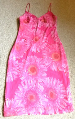 VINTAGE Y2K Womens Dress-EXPRESS-pink floral knit babydoll sundress midi -9/10